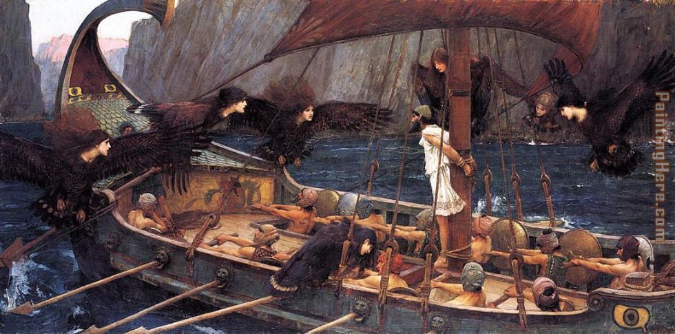 Odysseus and the Sirens painting - John William Waterhouse Odysseus and the Sirens art painting